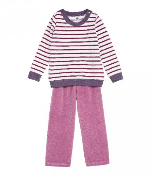 Petit Bateau girls velvet pyjama valentine/lait