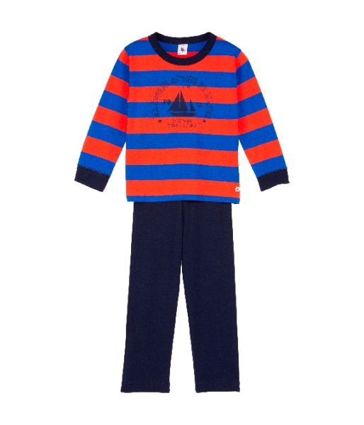 Petit Bateau Jungen Blockstreifen Schlafanzug/Pyjama espace/pablito