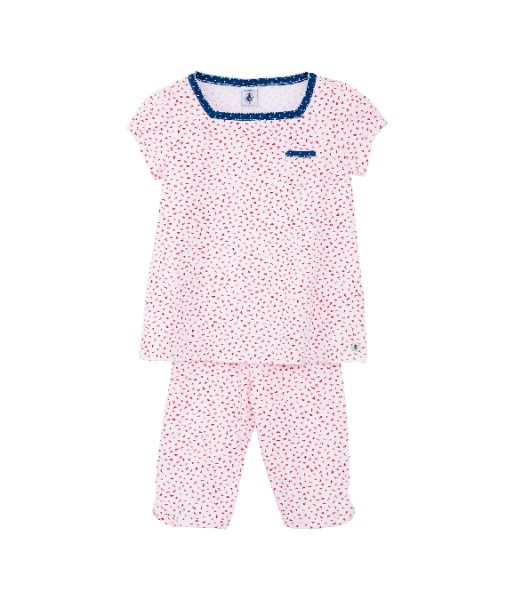 Petit Bateau girls 2pc shorty/pyjama ecume/brulant ---size 5y left only---
