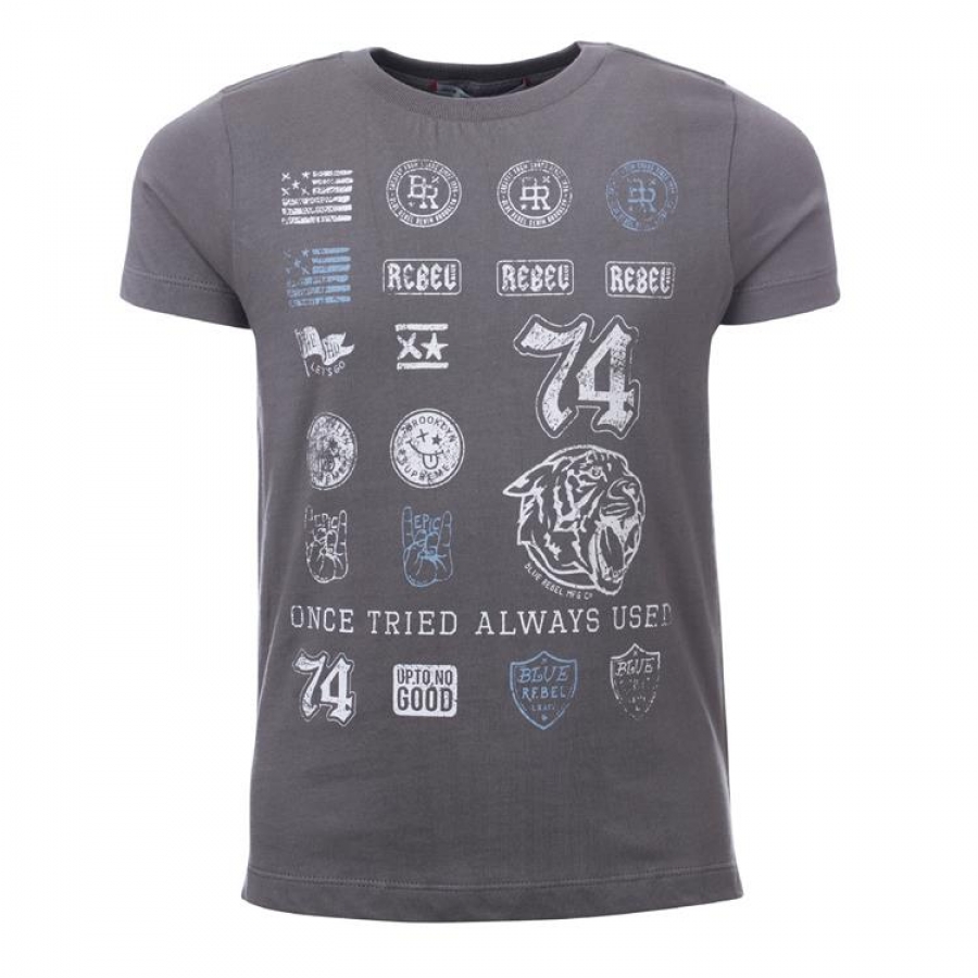 Blue Rebel spot on stamp printed t-shirt smoke