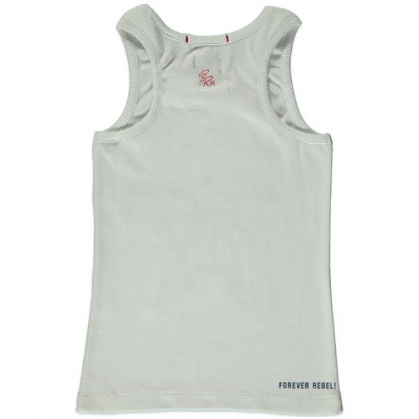 Blue Rebel spot on rib singlet optical white ---size 5/6y left only---