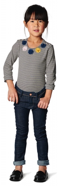 noppies kids girl stripy rib longsleeve Ankeny dark grey