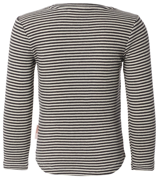 noppies kids girl stripy rib longsleeve Ankeny dark grey