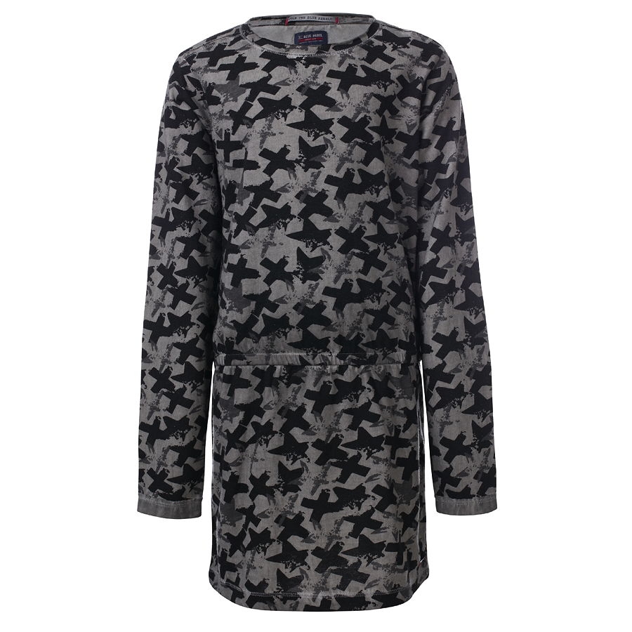Blue Rebel spot on longsleeved jerseydress pebble