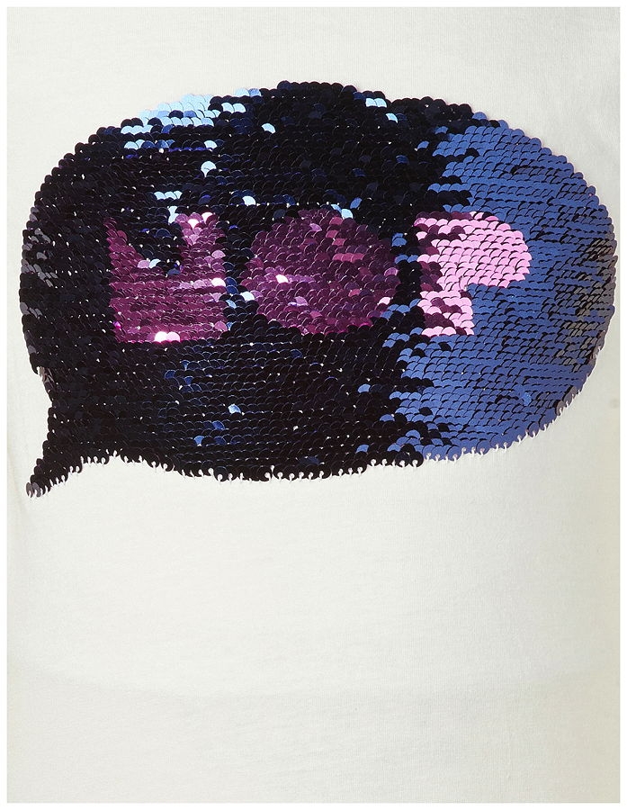 NOP girls reversible sequins t-shirt Luding off white