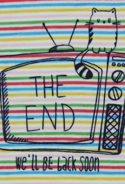 boboli sleepwear girls velours pyjama "the end" stripe