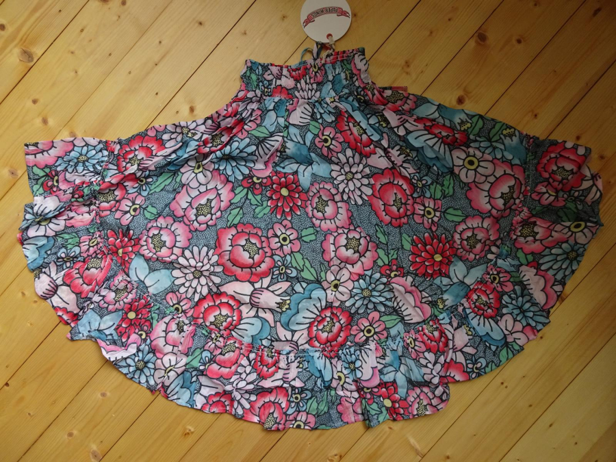 Paper Wings Shirred Hilo Skirt - Tattoo Flowers