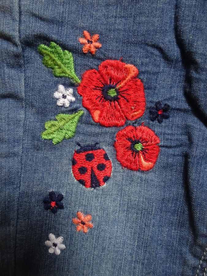 boboli toddler girls jeans with embroidered poppies