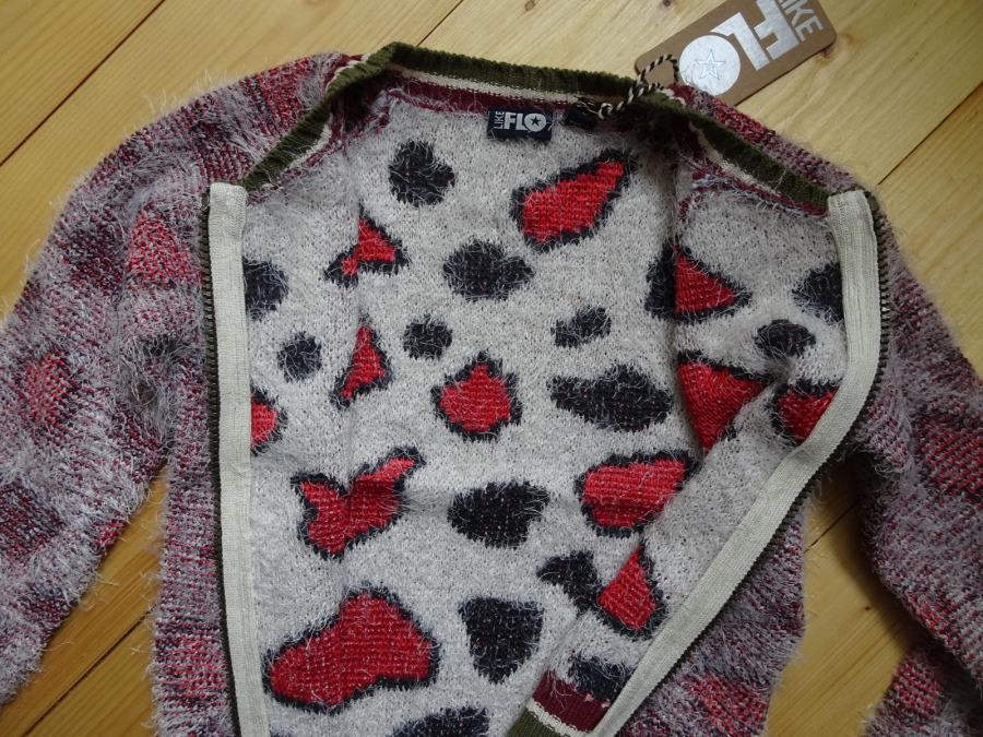 Like FLO reversible Strickjacke/-cardigan animal ecru red