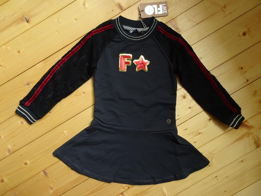 Like FLO raglan sweat dress with flower lace anthracite