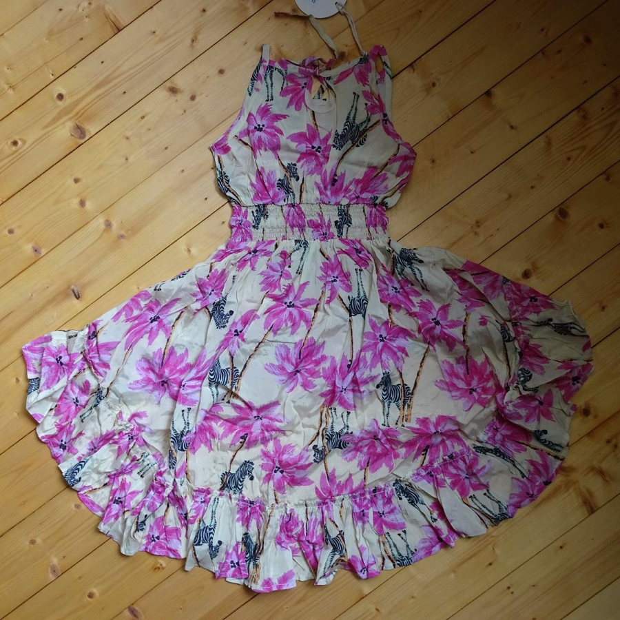 Paper Wings summer dress Shirred Hilo Dress - Tropical Zebra