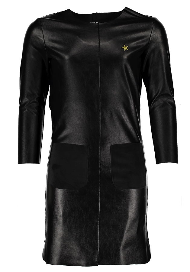 Like FLO longsleeved fake leather dress black