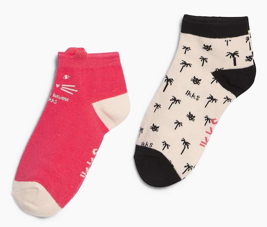 IKKS city black lot of 2 ankle socks grenadine