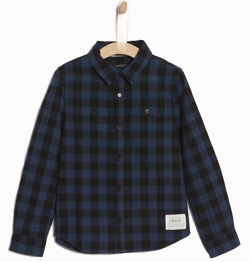 IKKS garcon city black worker shirt bleu orage carreaux