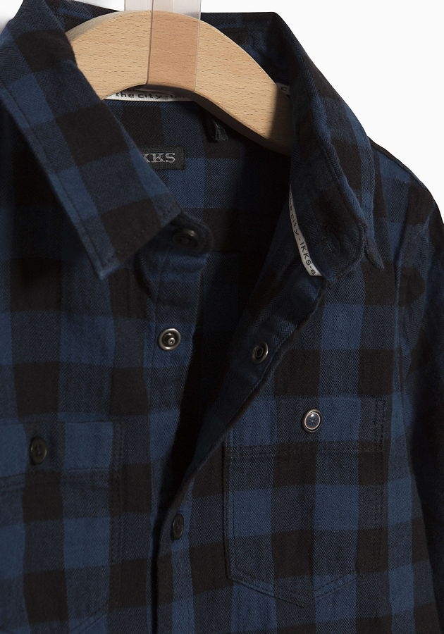 IKKS garcon city black worker shirt bleu orage carreaux