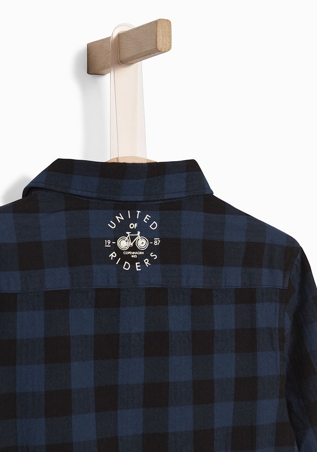 IKKS garcon city black worker shirt bleu orage carreaux