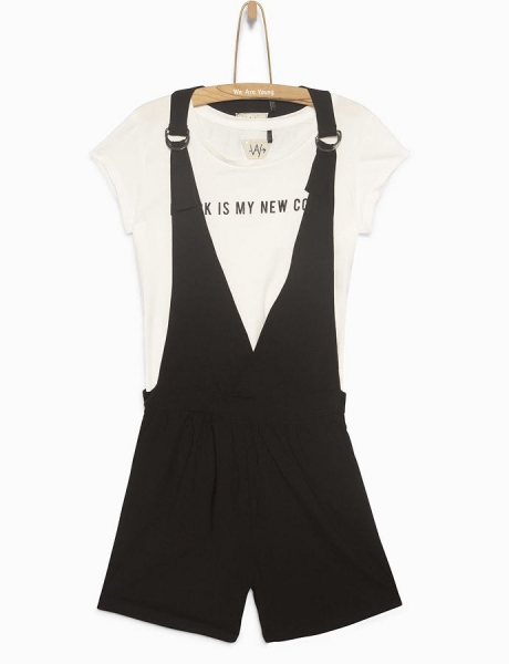 WAY by IKKS Tom Boy kurzer 2in1 Overall/Playsuit noir ---nur noch Größe M/176---