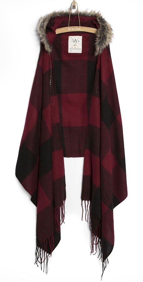 WAY by IKKS Star Dust woven hooded scarf lie de vin