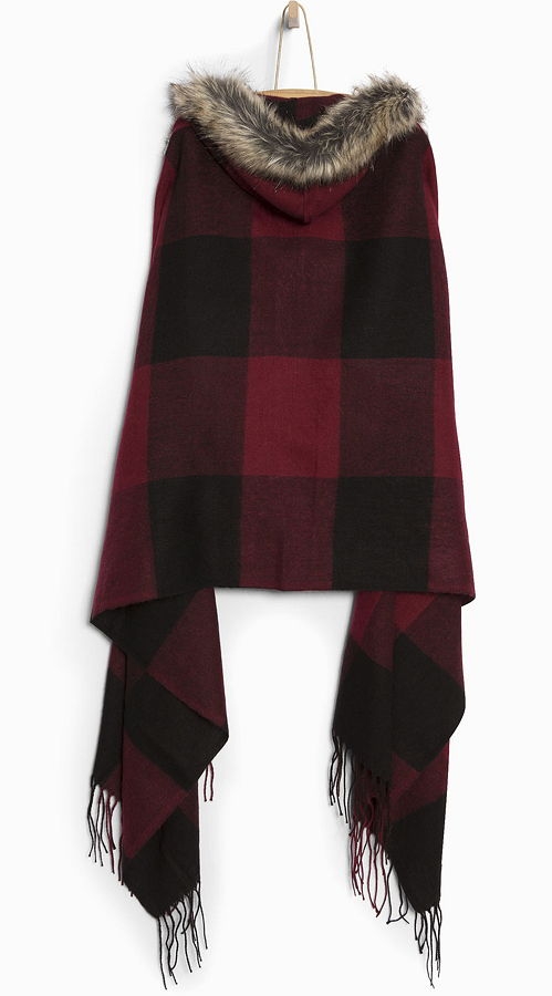 WAY by IKKS Star Dust woven hooded scarf lie de vin