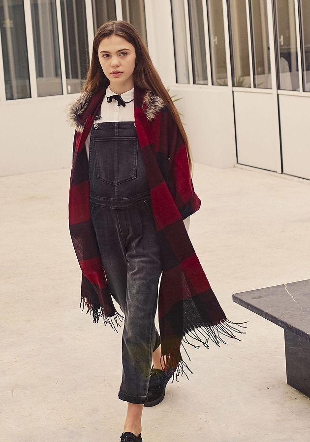 WAY by IKKS Star Dust woven hooded scarf lie de vin