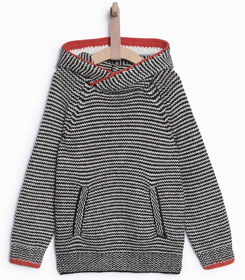 IKKS garcon Full Winter hooded knitted pullover noir