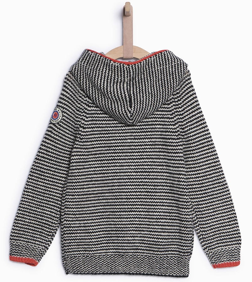 IKKS garcon Full Winter hooded knitted pullover noir