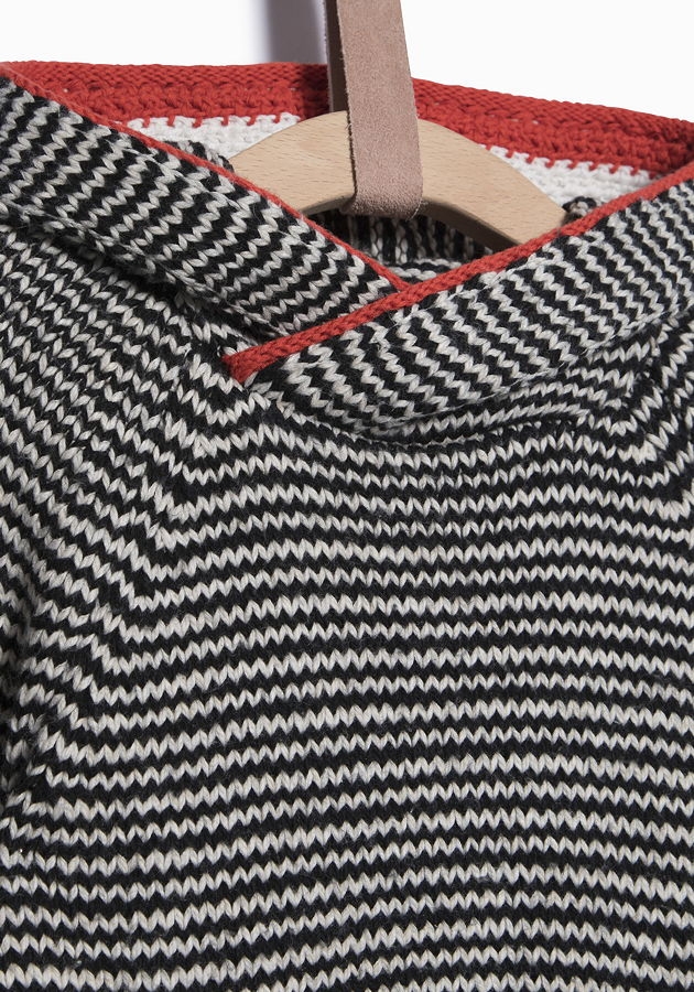 IKKS garcon Full Winter hooded knitted pullover noir