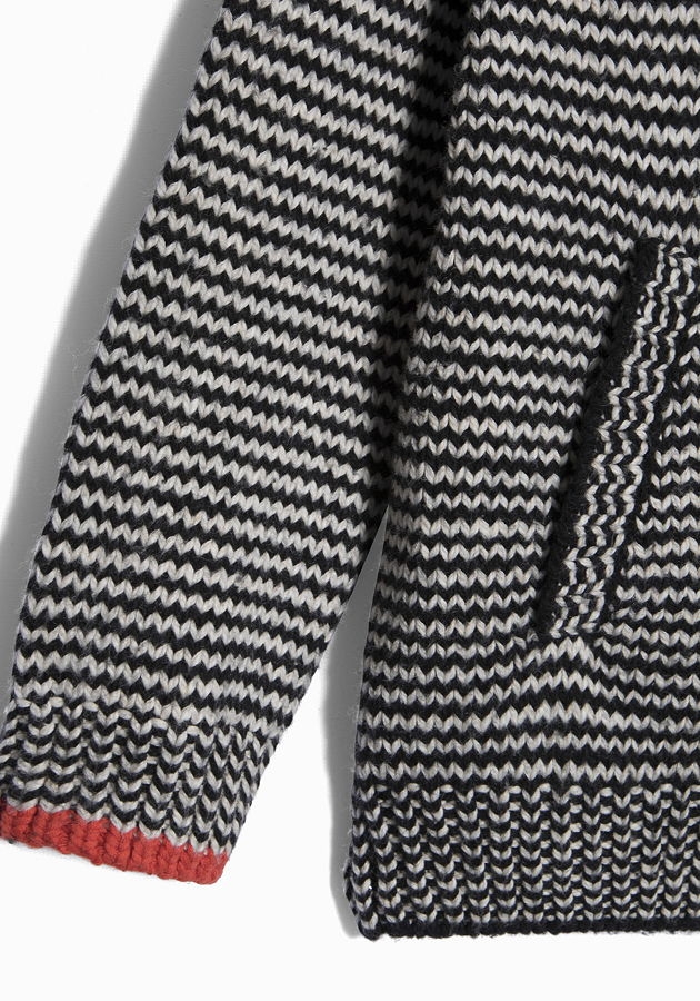 IKKS garcon Full Winter hooded knitted pullover noir