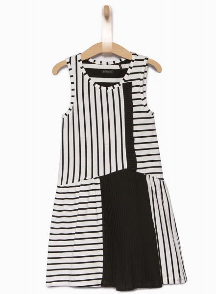 IKKS city black bicolor stripy dress blanc optique