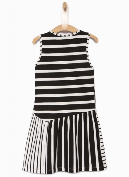 IKKS city black bicolor stripy dress blanc optique
