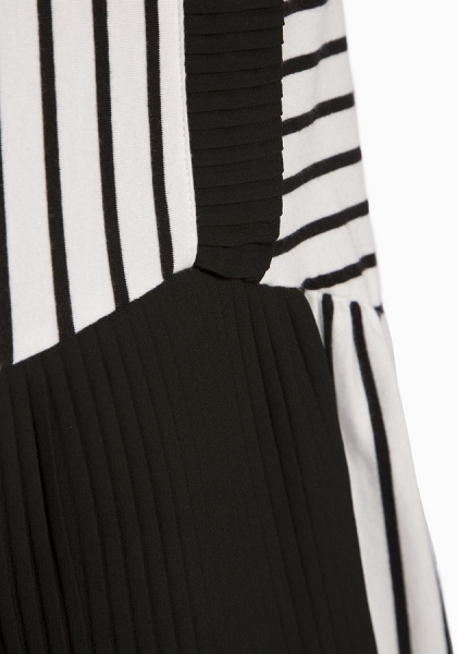 IKKS city black bicolor stripy dress blanc optique