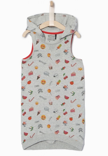 IKKS actua emoji® sleeveless hooded dress gris chiné imprimé