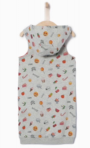 IKKS actua emoji® sleeveless hooded dress gris chiné imprimé