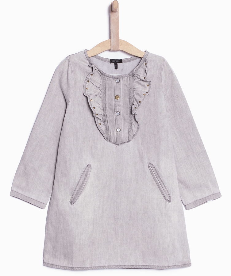 IKKS Cosy Winter a-line denim dress light grey