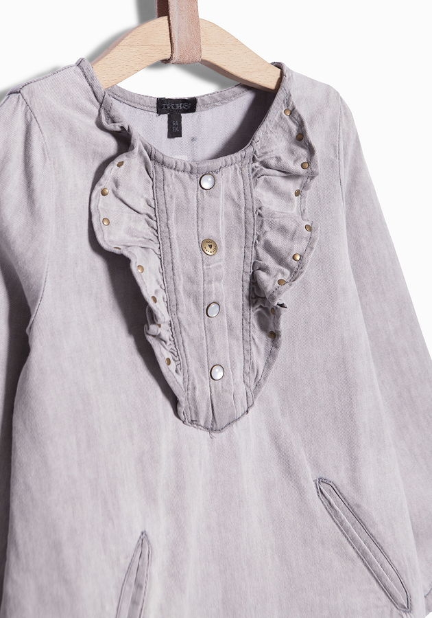 IKKS Cosy Winter a-line denim dress light grey