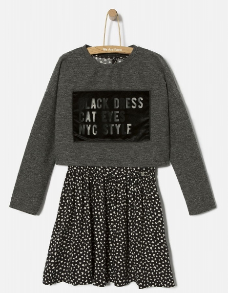 WAY by IKKS Gotham Glam 2in1 dress noir imprimé chat