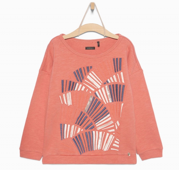 IKKS city couleur embroidered summer sweaty peche