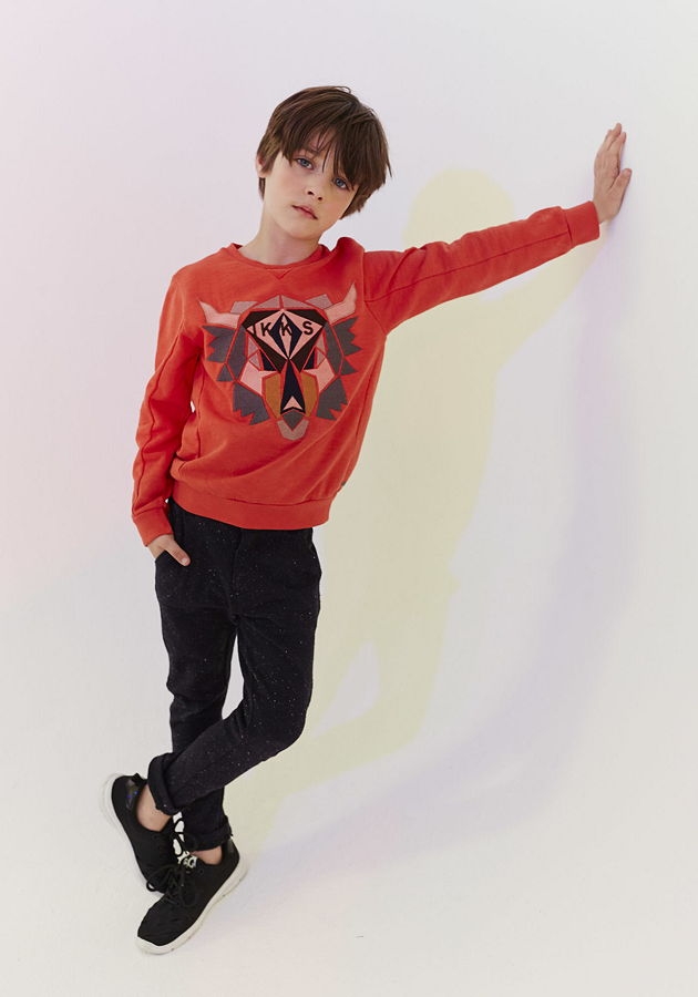 IKKS garcon Full Winter sweatshirt orange moyen