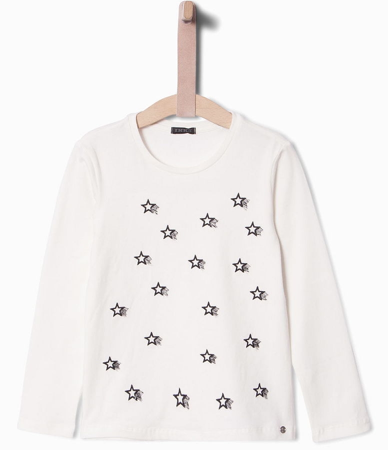 IKKS city black longsleeve "shooting stars" blanc cassé
