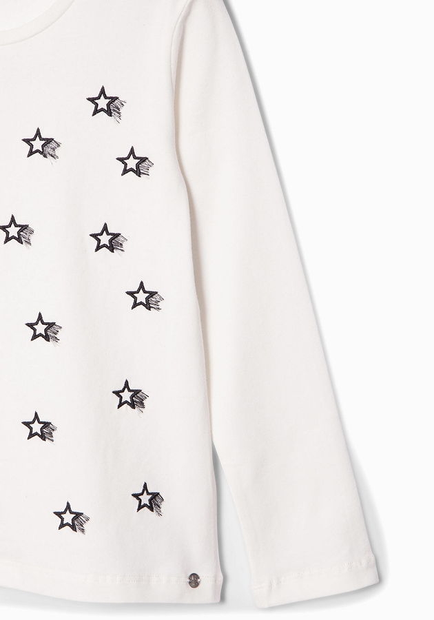 IKKS city black longsleeve "shooting stars" blanc cassé