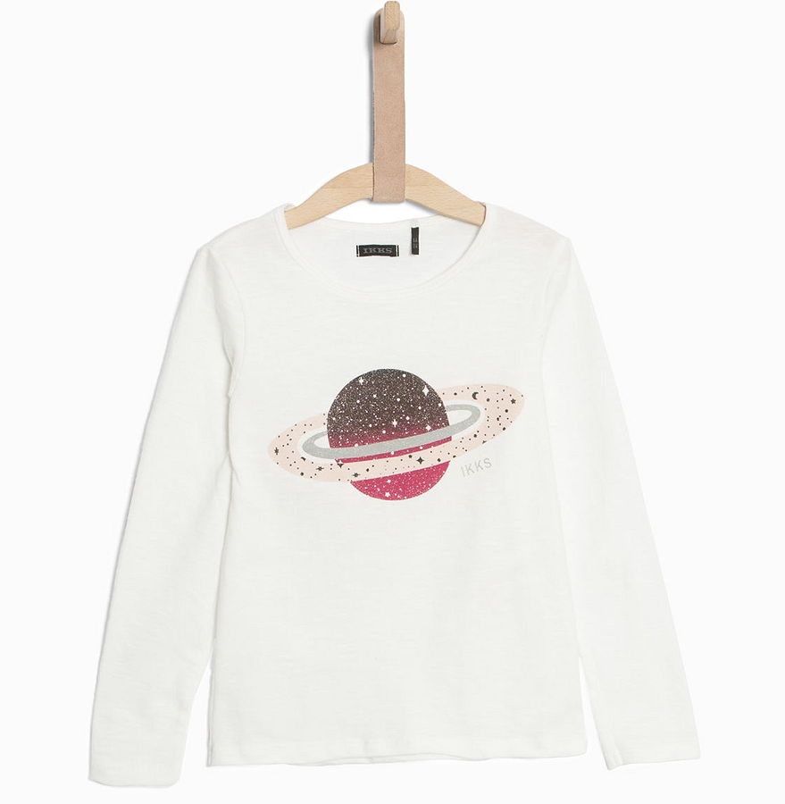 IKKS city black longsleeve "glittering planet" blanc cassé
