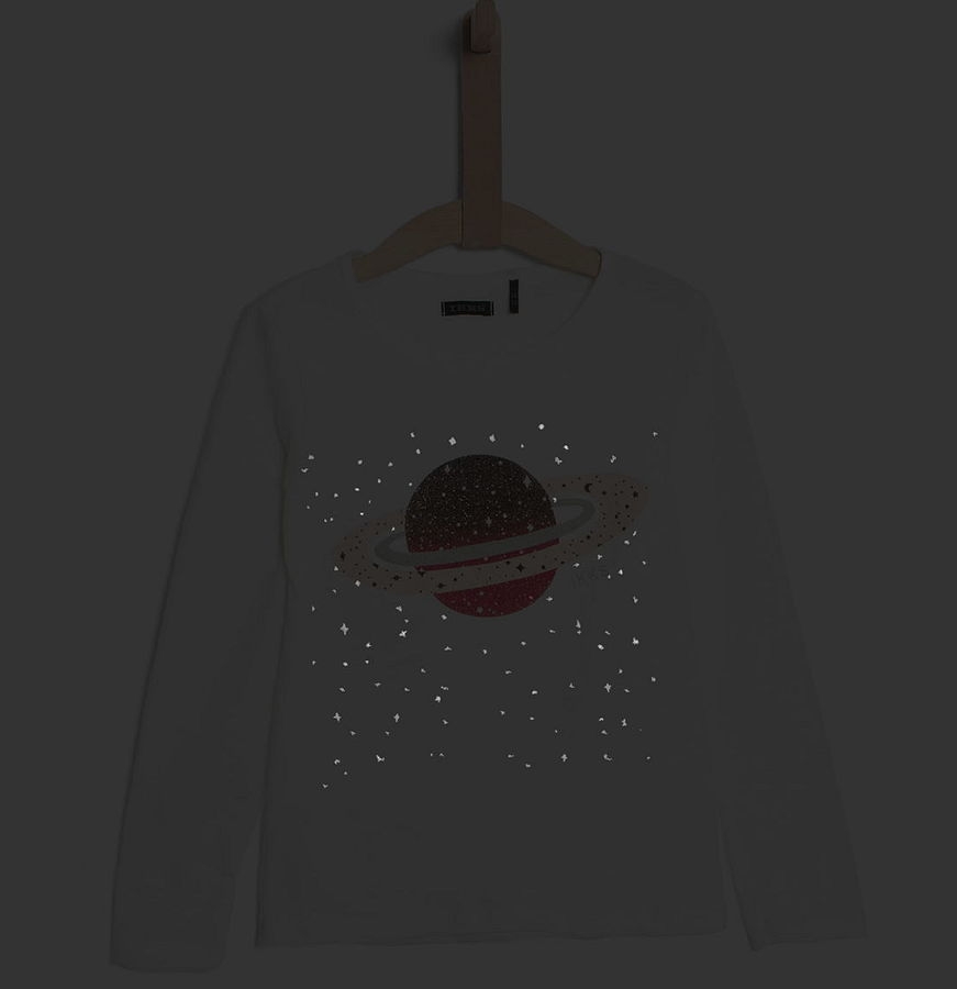 IKKS city black longsleeve "glittering planet" blanc cassé