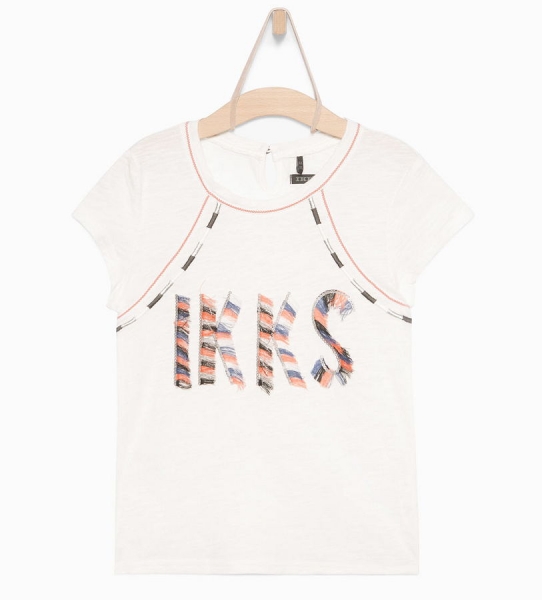 IKKS city couleur Logo T-Shirt blanc cassé