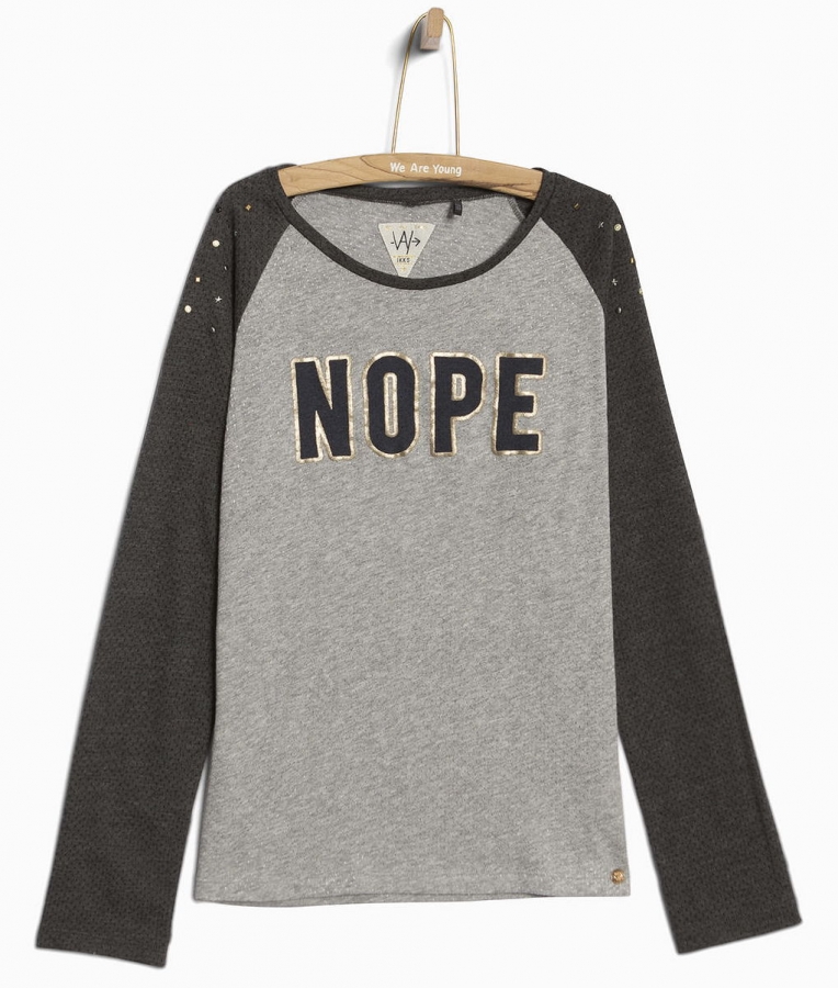 WAY by IKKS Street Shining longsleeve "NOPE" gris chiné