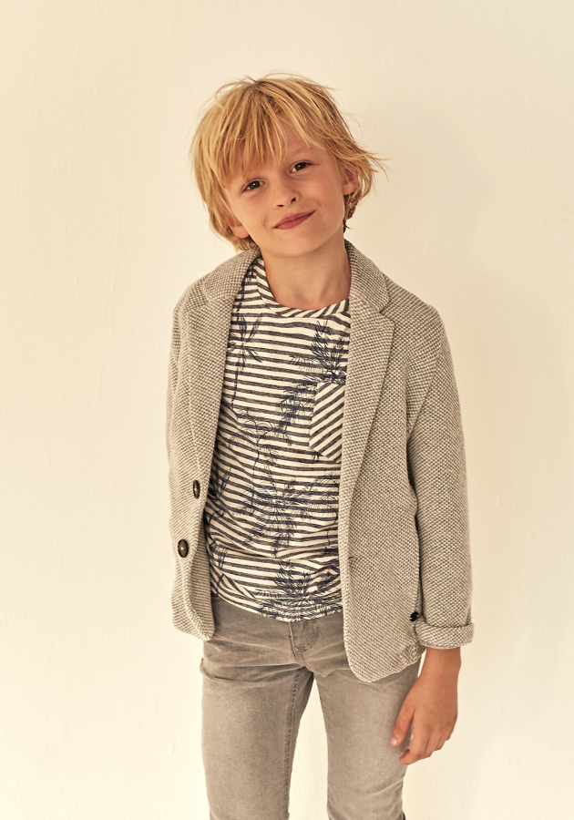 IKKS garcon city knitted blazerjacket gris chiné clair