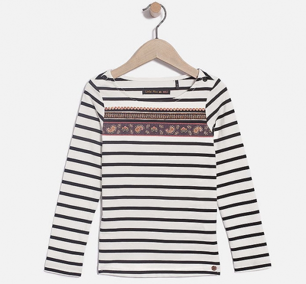 ikks city black stripy longsleeve blanc cassé rayé