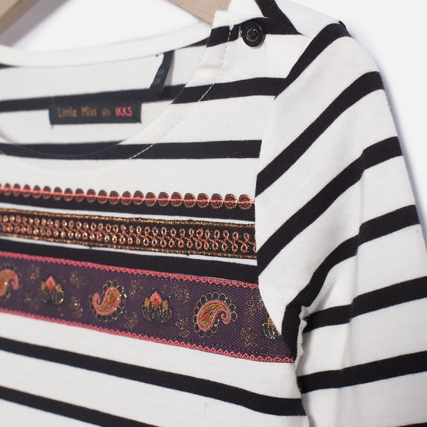 ikks city black stripy longsleeve blanc cassé rayé