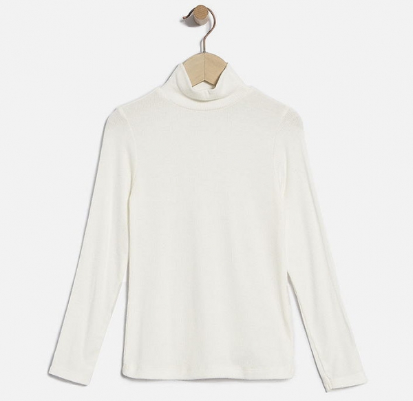 IKKS Nordik Winter rib longsleeve roll-neck blanc cassé