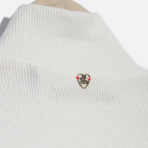 IKKS Nordik Winter rib longsleeve roll-neck blanc cassé