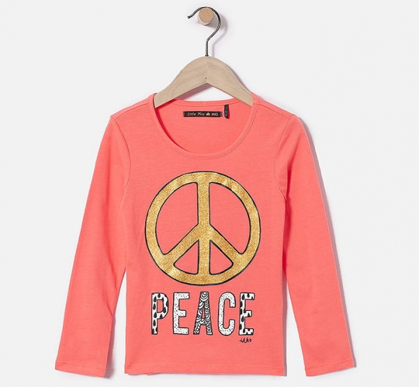 IKKS city black longsleeve "Peace" orange fluo
